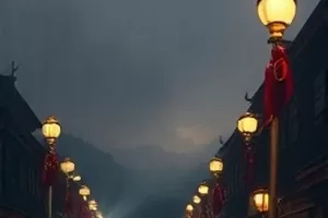 《山城纪事》年代剧封面，老茶馆木桌上的青花茶壶